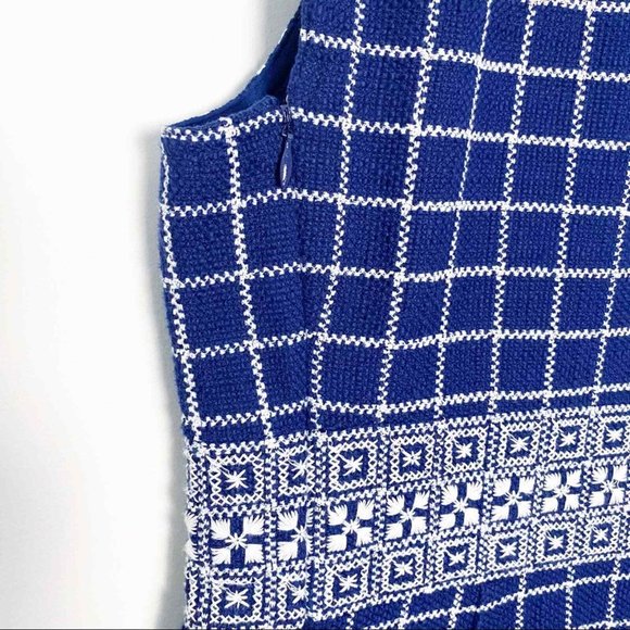 TORY BURCH Fringe Embroidered Sleeveless V-Neck Tweed Dress NWT - Picture 4 of 11